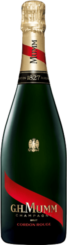 53,95 € 免费送货 | 白起泡酒 G.H. Mumm Cordon Rouge A.O.C. Champagne 香槟酒 法国 Pinot Noir — 黑皮诺, Chardonnay — 莎当妮, Pinot Meunier — 黑皮诺·莫尼耶 瓶装 75 cl