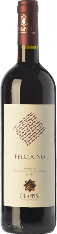 25,95 € Free Shipping | Red Wine Chiappini Felciaino D.O.C. Bolgheri Tuscany Italy Merlot, Cabernet Sauvignon, Sangiovese Eco — Organic Bottle 75 cl