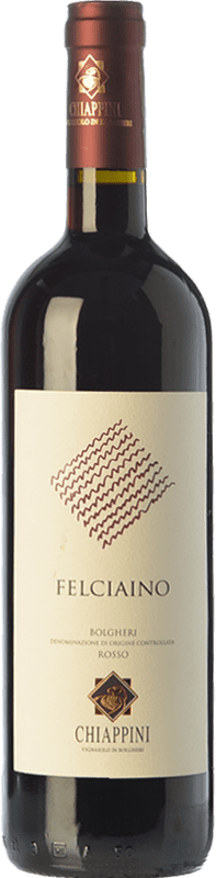 24,95 € Free Shipping | Red wine Chiappini Rosso Felciaino D.O.C. Bolgheri Tuscany Italy Merlot, Cabernet Sauvignon, Sangiovese Bottle 75 cl