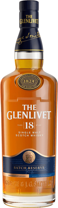 99,95 € Kostenloser Versand | Whiskey Single Malt Glenlivet Speyseite Großbritannien 18 Jahre Flasche 70 cl