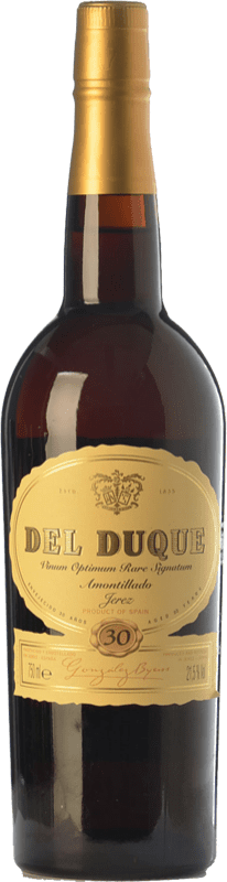 92,95 € Free Shipping | Fortified wine González Byass Del Duque Amontillado Muy Viejo 30 D.O. Manzanilla-Sanlúcar de Barrameda Andalusia Spain Palomino Fino Bottle 75 cl