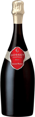 69,95 € Бесплатная доставка | Белое игристое вино Gosset Brut — брют Гран Резерва A.O.C. Champagne шампанское Франция Pinot Noir — Пино Нуар, Chardonnay — Шардоне, Pinot Meunier — Пино Менье 75 cl
