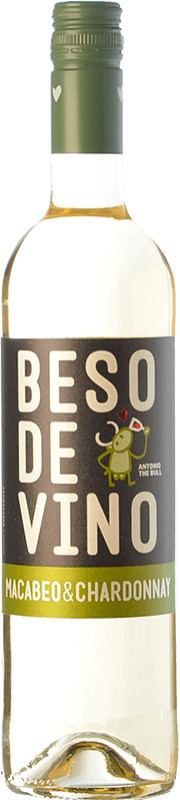 4,95 € Spedizione Gratuita | Vino Bianco Grandes Vinos Beso de Vino Giovane D.O. Cariñena Aragona Spagna Macabeo, Chardonnay 75 cl