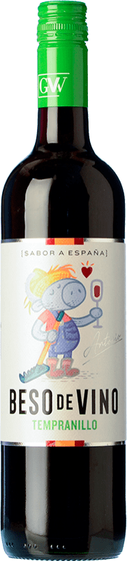 4,95 € Envío gratis | Vino tinto Grandes Vinos Beso de Vino Ecológico Joven D.O. Cariñena Aragón España Tempranillo Botella 75 cl