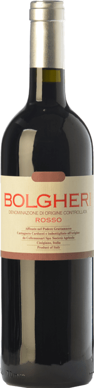 27,95 € Free Shipping | Red wine Grattamacco Rosso D.O.C. Bolgheri Tuscany Italy Merlot, Cabernet Sauvignon, Sangiovese, Cabernet Franc Bottle 75 cl