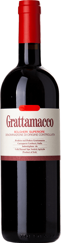 96,95 € Free Shipping | Red wine Grattamacco Superiore D.O.C. Bolgheri Tuscany Italy Merlot, Cabernet Sauvignon, Sangiovese Bottle 75 cl