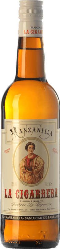 18,95 € Free Shipping | Fortified wine La Cigarrera Manzanilla Fina D.O. Manzanilla-Sanlúcar de Barrameda Andalusia Spain Palomino Fino Bottle 75 cl