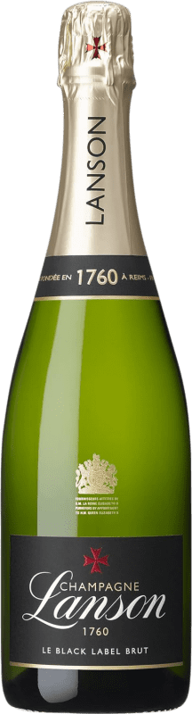 55,95 € Kostenloser Versand | Weißer Sekt Lanson Brut — Herb Black — Edition Schwarz A.O.C. Champagne Champagner Frankreich Pinot Noir — Spätburgunder, Chardonnay, Pinot Meunier — Schwarzriesling 75 cl