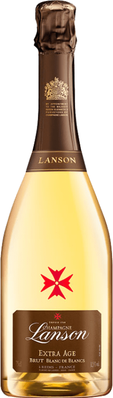 68,95 € Kostenloser Versand | Weißer Sekt Lanson Extra Âge Blanc de Blancs A.O.C. Champagne Champagner Frankreich Chardonnay Flasche 75 cl