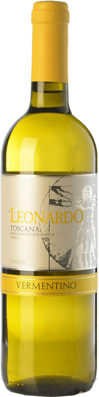 10,95 € Бесплатная доставка | Белое вино Leonardo da Vinci Leonardo I.G.T. Toscana Тоскана Италия Vermentino — Верментино Бутылка 75 cl