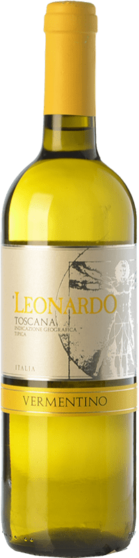 9,95 € Spedizione Gratuita | Vino bianco Leonardo da Vinci Leonardo I.G.T. Toscana Toscana Italia Vermentino Bottiglia 75 cl