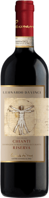 17,95 € Бесплатная доставка | Красное вино Leonardo da Vinci Leonardo Резерва D.O.C.G. Chianti Тоскана Италия Merlot — Мерло, Sangiovese — Санджовезе 75 cl