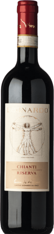 16,95 € Бесплатная доставка | Красное вино Leonardo da Vinci Leonardo Резерв D.O.C.G. Chianti Тоскана Италия Merlot, Sangiovese бутылка 75 cl