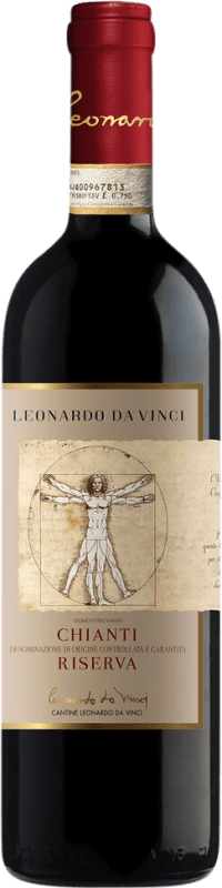 15,95 € Kostenloser Versand | Rotwein Leonardo da Vinci Leonardo Reserve D.O.C.G. Chianti Toskana Italien Merlot, Sangiovese Flasche 75 cl