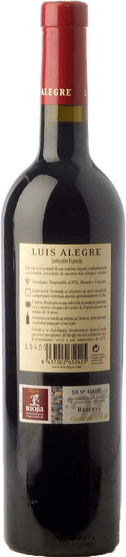 22,95 € Envoi gratuit | Vin rouge Luis Alegre Selección Especial Crianza D.O.Ca. Rioja La Rioja Espagne Tempranillo, Graciano, Mazuelo Bouteille 75 cl