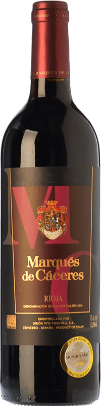 12,95 € 免费送货 | 红酒 Marqués de Cáceres 预订 D.O.Ca. Rioja 拉里奥哈 西班牙 Tempranillo, Grenache, Graciano 瓶子 Magnum 1,5 L