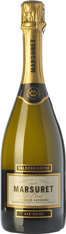 11,95 € 送料無料 | 白スパークリングワイン Marsuret Brut D.O.C. Prosecco ベネト イタリア Glera ボトル 75 cl