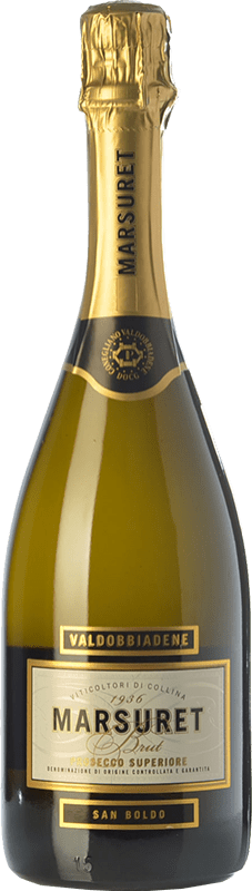 12,95 € Free Shipping | White Sparkling Wine Marsuret Brut D.O.C. Prosecco Veneto Italy Glera 75 cl