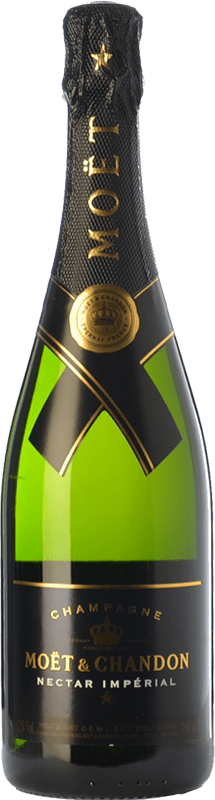 74,95 € Бесплатная доставка | Белое игристое Moët & Chandon Néctar Imperial A.O.C. Champagne шампанское Франция Pinot Black, Chardonnay, Pinot Meunier бутылка 75 cl