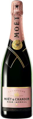 68,95 € 免费送货 | 玫瑰气泡酒 Moët & Chandon Rosé Impérial 预订 A.O.C. Champagne 香槟酒 法国 Pinot Black, Chardonnay, Pinot Meunier 瓶子 75 cl