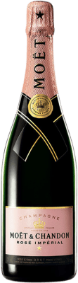 69,95 € 免费送货 | 玫瑰气泡酒 Moët & Chandon Rosé Impérial A.O.C. Champagne 香槟酒 法国 Pinot Black, Chardonnay, Pinot Meunier 瓶子 75 cl