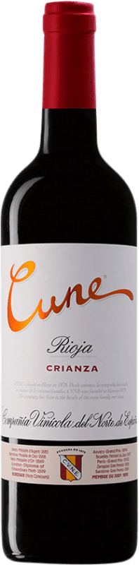 8,95 € 免费送货 | 红酒 Norte de España - CVNE Cune 岁 D.O.Ca. Rioja 拉里奥哈 西班牙 Tempranillo, Grenache, Mazuelo 瓶子 75 cl