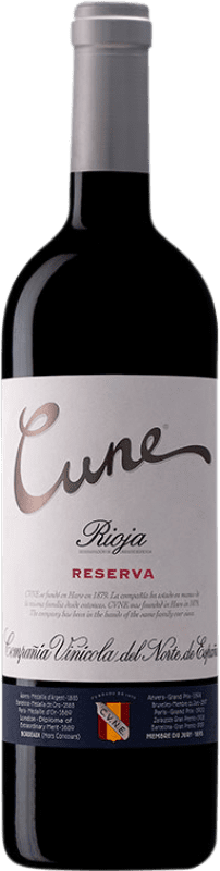 16,95 € Kostenloser Versand | Rotwein Norte de España - CVNE Cune Reserve — Gereift D.O.Ca. Rioja La Rioja Spanien Tempranillo, Garnacha — Grenache, Graciano, Mazuelo Flasche 75 cl