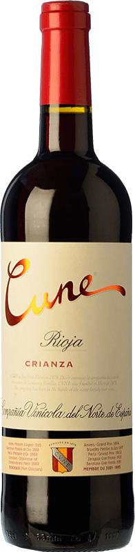 7,95 € Envio grátis | Vinho tinto Norte de España - CVNE Cune Crianza D.O.Ca. Rioja La Rioja Espanha Tempranillo, Grenache, Mazuelo Garrafa Medium 50 cl
