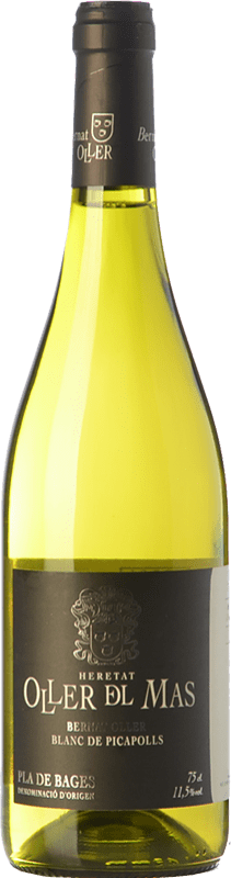 18,95 € 免费送货 | 白酒 Oller del Mas Bernat Blanc de Picapolls D.O. Pla de Bages 加泰罗尼亚 西班牙 Picapoll Black, Picapoll 瓶子 75 cl