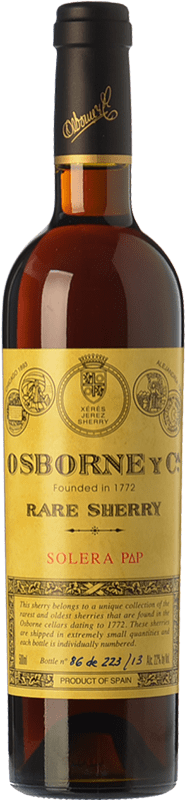 199,95 € Бесплатная доставка | Крепленое вино Osborne Rare Sherry Palo Cortado Solera PΔP D.O. Manzanilla-Sanlúcar de Barrameda Андалусия Испания Palomino Fino, Pedro Ximénez бутылка Medium 50 cl