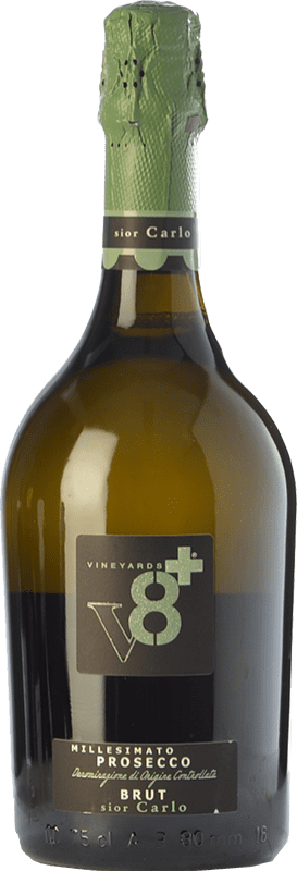 15,95 € Envoi gratuit | Vin Mousseux Blanc Ottopiù V8+ Sior Carlo Brut D.O.C. Prosecco Vénétie Italie Glera Bouteille 75 cl