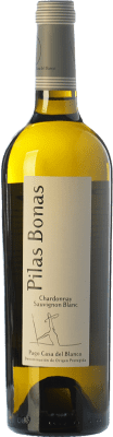 6,95 € Envío gratis | Vino blanco Casa del Blanco Pilas Bonas D.O.P. Vino de Pago Casa del Blanco Castilla la Mancha España Chardonnay, Sauvignon Blanca Botella 75 cl