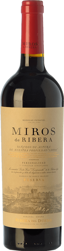 39,95 € 免费送货 | 红酒 Peñafiel Miros 预订 D.O. Ribera del Duero 卡斯蒂利亚莱昂 西班牙 Tempranillo 瓶子 75 cl