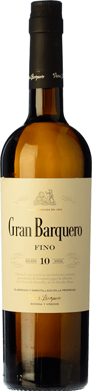 17,95 € Spedizione Gratuita | Vino fortificato Pérez Barquero Gran Barquero Fino D.O. Montilla-Moriles Andalusia Spagna Pedro Ximénez Bottiglia 75 cl