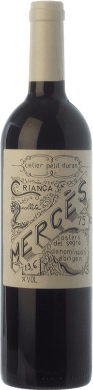 16,95 € 免费送货 | 红葡萄酒 Petit Duran Mercès Criança Crianza — 陈酿 D.O. Costers del Segre 加泰罗尼亚 西班牙 Merlot — 梅洛, Cabernet Sauvignon — 赤霞珠 75 cl