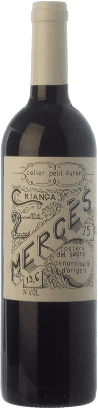 16,95 € Free Shipping | Red wine Petit Duran Mercès Criança Aged D.O. Costers del Segre Catalonia Spain Merlot, Cabernet Sauvignon Bottle 75 cl