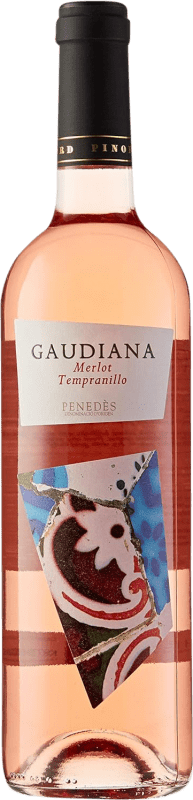 12,95 € 免费送货 | 玫瑰酒 Pinord Gaudiana Rosat 年轻的 D.O. Penedès 加泰罗尼亚 西班牙 Tempranillo, Merlot 瓶子 75 cl
