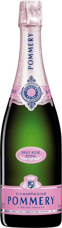 74,95 € Бесплатная доставка | Розовое игристое вино Pommery Brut — брют Rosé — Розе A.O.C. Champagne шампанское Франция Pinot Noir — Пино Нуар, Chardonnay — Шардоне, Pinot Meunier — Пино Менье Бутылка 75 cl