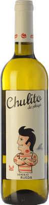 6,95 € Spedizione Gratuita | Vino bianco Reina de Castilla Chulito de Playa D.O. Rueda Castilla y León Spagna Verdejo Bottiglia 75 cl