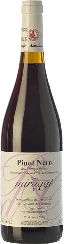 15,95 € Kostenloser Versand | Rotwein Ruiz de Cardenas Miraggi I.G.T. Provincia di Pavia Lombardei Italien Spätburgunder Flasche 75 cl