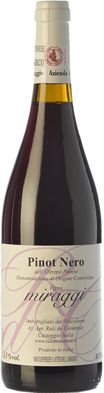 14,95 € 免费送货 | 红酒 Ruiz de Cardenas Miraggi I.G.T. Provincia di Pavia 伦巴第 意大利 Pinot Black 瓶子 75 cl