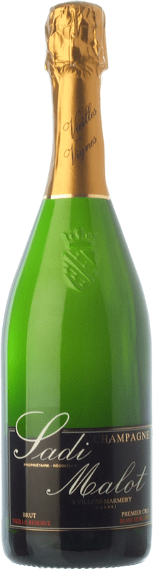 77,95 € Бесплатная доставка | Белое игристое Sadi Malot Blanc de Blancs Premier Cru Резерв A.O.C. Champagne шампанское Франция Chardonnay бутылка 75 cl