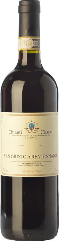 24,95 € 免费送货 | 红葡萄酒 San Giusto a Rentennano 经典 D.O.C.G. Chianti 托斯卡纳 意大利 Sangiovese — 桑娇维塞, Canaiolo — 卡奈奥洛 Eco — 生态 有机 天然 75 cl