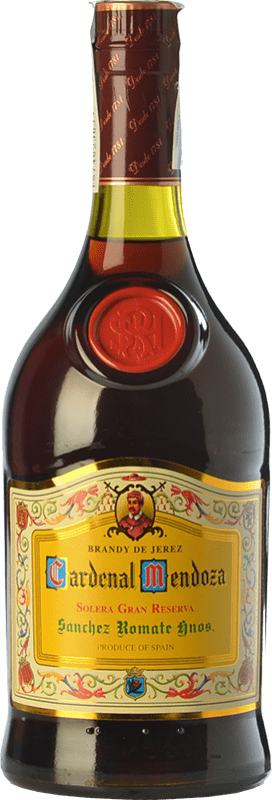 31,95 € Envio grátis | Brandy Conhaque Sánchez Romate Cardenal Mendoza D.O. Jerez-Xérès-Sherry Andaluzia Espanha Garrafa 70 cl