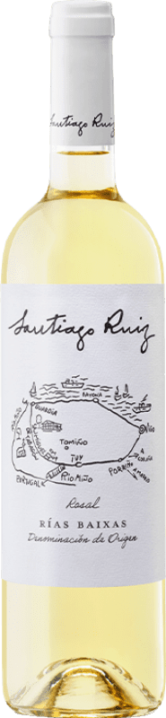 19,95 € 免费送货 | 白酒 Santiago Ruiz D.O. Rías Baixas 加利西亚 西班牙 Godello, Loureiro, Treixadura, Albariño, Caíño White 瓶子 75 cl