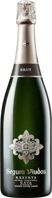 9,95 € Бесплатная доставка | Белое игристое вино Segura Viudas Brut — брют Резерва D.O. Cava Каталония Испания Macabeo — Макабео, Xarel·lo — Шарелло, Parellada — Парельяда 75 cl