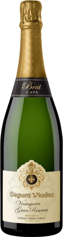 9,95 € 送料無料 | 白スパークリングワイン Segura Viudas Vintage Brut グランド・リザーブ D.O. Cava カタロニア スペイン Macabeo, Parellada ボトル 75 cl