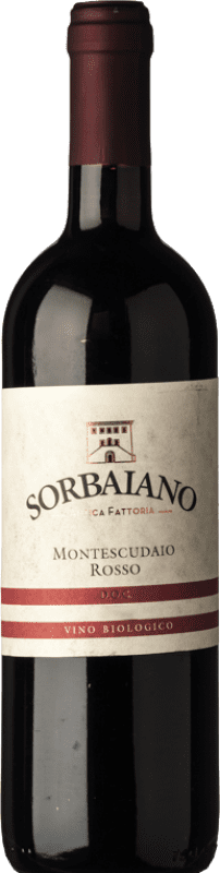 15,95 € Free Shipping | Red wine Sorbaiano Rosso D.O.C. Montescudaio Tuscany Italy Sangiovese, Montepulciano, Malvasia Black Bottle 75 cl