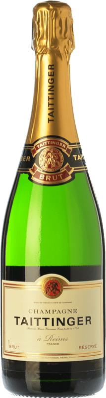 59,95 € Бесплатная доставка | Белое игристое Taittinger брют Резерв A.O.C. Champagne шампанское Франция Pinot Black, Chardonnay бутылка 75 cl