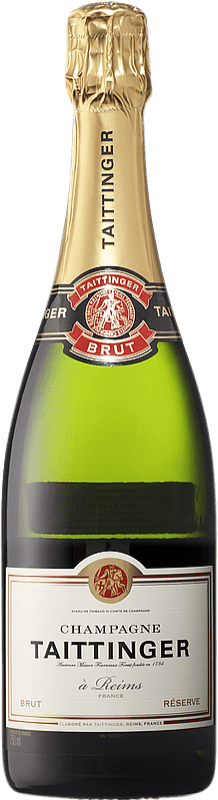 65,95 € Envio grátis | Espumante branco Taittinger Brut Reserva A.O.C. Champagne Champagne França Pinot Preto, Chardonnay Garrafa 75 cl